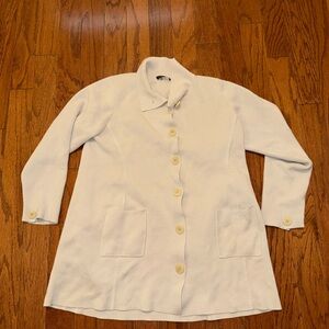 Cosmopolitan Eileen Fisher Cream Button-up Knit Tailored Long Jacket M